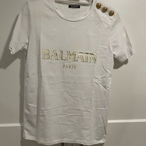 Balmain White Top with Gold Detail Sz 36 💕